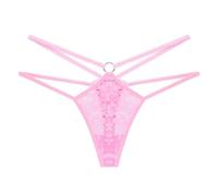 Strings da donna in pizzo seducente set di lingerie da donna in pizzo con inserti in silicone colorato per sensazioni stringhe da donna in pizzo, Colore: rosa., L