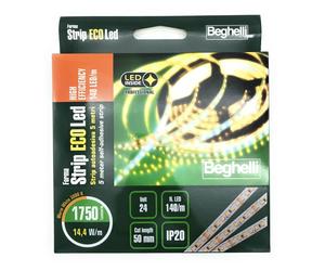 Strip ECOLed HE Autoadesiva 5 Metri Alta Efficienza 140 LED/m 14.4W/m 24V 3000K
