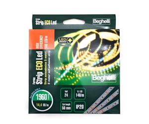 Strip ECOLed HE Autoadesiva 5 Metri Alta Efficienza 140 LED/m 14.4W/m 24V 6500K [EEK: Valore non applicabile]