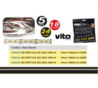 Strip LED SMD2835 18W/m 5m 168 LED/m 100LM/W 24V DIMMERABILE NO FLICK