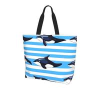 Strip Whale Tote Bag Borsa a tracolla da donna Ocean Shark Shopping Bag Water Resistant Large Bag con tasca interna per lavoro, viaggi, scuola