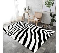 Stripe Di Animali Zebra Age A Tema Per Soggiorno Mish E Nero A Pavimento In Bianco E Nero Stampato Grande, Lavabile A Pile Corta Per Sala Da Pranzo Camera Da Letto Non Slip Tappeto,