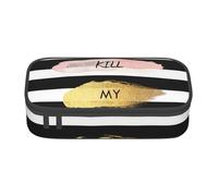 Stripe Don't Kill My Vibe - Astuccio di grande capacità, con cerniera, per ragazzi, ragazze, studenti, scuola, Nero , Taglia unica, Valigia