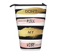 Stripe Don't Kill My Vibe - Astuccio telescopico in tessuto Oxford, portatile, per ragazzi, ragazze, adolescenti, studenti, ufficio, Nero , Taglia unica