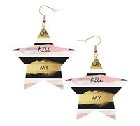 Stripe Don'T Kill My Vibe - Orecchini in pelle a forma di stella, accessori alla moda, leggeri, per festival, feste, vita quotidiana, One Size, Pelle, Non pietra preziosa