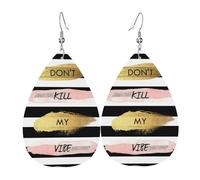 Stripe Don'T Kill My Vibe - Orecchino da donna in pelle con pendente a goccia, accessorio alla moda, per uso quotidiano e feste, Misura unica, Pelle