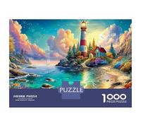 Striped Lighthouse by The Shore Puzzle Da 1000 Pezzi Coastal Lighthouse Divertimento Familiare Per Adulti E Bambini 70x50cm/1000pcs