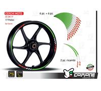 Strisce adesive cerchi ruote moto Tricolore verde bianco e rosso CC FK 16