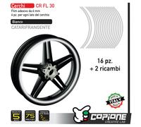 Strisce adesive nastro ruote moto BIANCO CATARIFRANGENTE 6 mm cerchi - CR FL 30