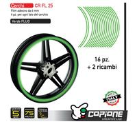 Strisce adesive nastro ruote moto VERDE FLUO 6 mm cerchi 13 14 15 16 17 19 21