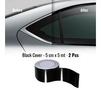 Strisce Adesive per Wrapping Cromature Auto, Nero Lucido, 5 cm x 5 mt, 2 Pezzi