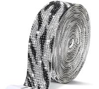 Strisce autoadesive con strass cristallo, Nastro adesivo con strass di cristallo multicolore for artigianato fai-da-te, larghezza 4/8 file, lunghezza 1 metro(4-row-zebra Stripes)