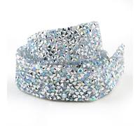 Strisce autoadesive con strass cristallo, Nastro di strass di cristallo termoadesivo for abiti da 2 iarde multicolore larghezza 1-4 cm(2cm - clear AB)