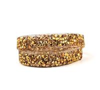 Strisce autoadesive con strass cristallo, Nastro di strass di cristallo termoadesivo for abiti da 2 iarde multicolore larghezza 1-4 cm(1cm-Gold)