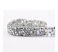 Strisce autoadesive con strass cristallo, Nastro di strass di cristallo termoadesivo for abiti da 2 iarde multicolore larghezza 1-4 cm(1cm)