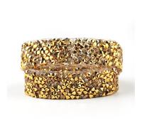 Strisce autoadesive con strass cristallo, Nastro di strass di cristallo termoadesivo for abiti da 2 iarde multicolore larghezza 1-4 cm(1.5cm-Gold)