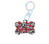 Strisce bianche e nere rose rosse stampa floreale moda cane etichette acrilico portachiavi cane forma ossea doppio lato etichette per cani e gatti, Medium, Acrilico