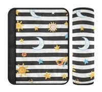 Strisce bianche e nere sole luna stella 2 Pack seggiolino auto Protector Stop cintura di sicurezza taglio nel collo per zaino accessori para carro