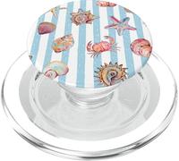 Strisce blu costiere conchiglie modello estate spiaggia estetica PopSockets PopGrip per MagSafe