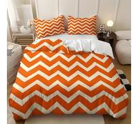 Strisce Classiche A Zigzag Set di Biancheria da Letto 3D 200x200 cm, 1 Copripiumino in Microfibra Morbida e Traspirante e 2 Federe, Colore Arancione Set Copripiumini 3 pezzi con Cerniera