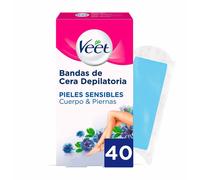 Strisce Depilatorie Corpo Veet Bandas De Cera Pure Pelle sensibile Gambe [40