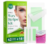 Strisce Depilatorie Viso, depilazione facciale per donne, strisce per ceretta per viso, corpo, braccia, gambe, petto, schiena, bikini, 60 strisce ceretta e 4 salviette Wax Strips for Hair Removal