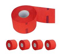 Strisce di carta flessibili per il taglio dei capelli da salone - 5 rotoli, 500 rossi, usa e getta e resistenti all'acqua, autoaderenti forniture da barbiere