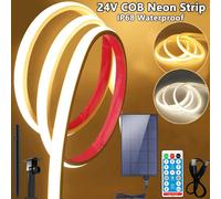 Strisce di luce al neon solare COB 24V Luci flessibili solari Impermeabile IP68 Bianco caldo 1m 2m 3m 4m 5m Striscia LED per la decorazione del giardino