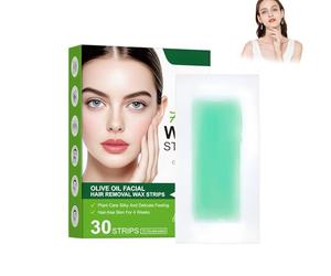 Strisce Di Oliva per La Depilazione Del Viso, 30 PCS Strisce Di Cera per Il Viso, Adatte a Tutti I Tipi Di Pelle, Semplici Da Utilizzare a Casa, Convenienza Pronta All'uso, Naturalmente Dolce