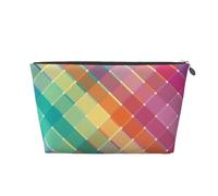 Strisce di plaid multicolore arcobaleno colorato, Borsa da toilette Borsa per trucco Borsa per cosmetici Borsa da toilette da viaggio portatile