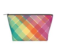 Strisce di plaid multicolore arcobaleno colorato, Borsa da toilette Borsa per trucco Borsa per cosmetici Borsa da toilette da viaggio portatile
