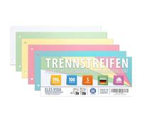 Strisce di separazione 5 colori 100 pezzi misura 24 x 10,5 cm - materiale forato 190g - scheda didattica - scheda indice - DALLA GERMANIA - per raccoglitori ad anelli A5 e A4 - ordine fogli registro