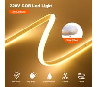 Strisce LED COB Striscia al Neon 240LED/M Flessibile 220V Luce Impermeabile IP67 [EEK: A+++]