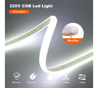 Strisce LED COB Striscia al Neon 240LED/M Flessibile 220V Luce Impermeabile IP67 [EEK: A+++]