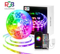 Strisce LED intelligenti con supporto adesivo, lampada a strisce RGB da 16 milioni di colori con app/remoto, luminosità regolabile, sincronizzazione musicale