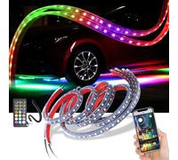 McbeAn Strisce LED per Sottoscocca per Auto Esterne, Kit Luci al Neon da 4 Pezzi, Strisce Sottoluci per Auto Multicolori, Controllo App Bluetooth, Sottoscocca Attivato dal Suono RGB