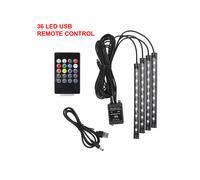 Strisce LED RGB universali per auto (36 LED USB) Luci interne a LED RGB per interni, 8 colori, decorative,