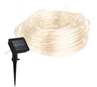 STRISCE LED SOLARI 10 METRI LUCE BIANCA CALDA RESISTENTE ALL'ACQUA ESTERNO GIARD
