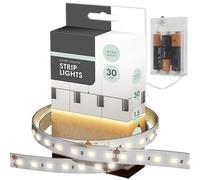 Strisce luminose a LED per interni a batteria AA da 1.5 m, ideali per illuminazione sotto scaffale, armadi, dietro la TV, sopra lo specchio, auto, camper, camera dei bambini (30 LED, bianco caldo)