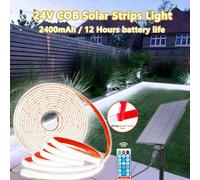 Strisce luminose al neon solari COB da 2400 mAh Luci flessibili DC 24 V Striscia LED bianca calda impermeabile IP67 per la decorazione esterna del giardino