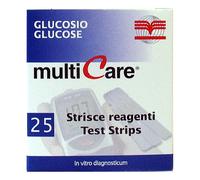 Strisce Misurazione Glicemia Multicare In Glucosio Elettrodo 25 Pezzi