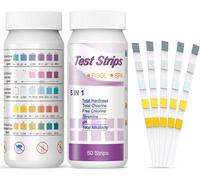 Strisce Multifunzione 5 in 1 per Test Cloro e PH, 50 Pezzi, Tester per Acqua di Piscina e SPA, Strumento per Misurare la Durezza