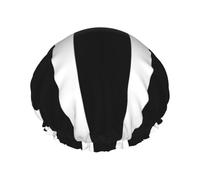 strisce nero bianco stampato cuffia da doccia per le donne doppio strato impermeabile bagno capelli cappello riutilizzabile tappi da bagno elastico protezione dei capelli signore spa salone bagno