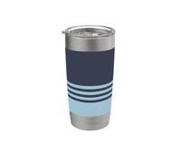 Strisce orizzontali semplici blu navy e azzurro Bicchiere termico in acciaio inox doppia parete