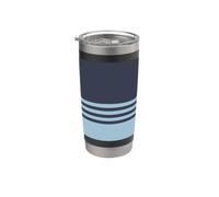 Strisce orizzontali semplici blu navy e azzurro Bicchiere termico in acciaio inox doppia parete