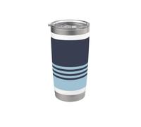 Strisce orizzontali semplici blu navy e azzurro Bicchiere termico in acciaio inox doppia parete