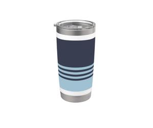 Strisce orizzontali semplici blu navy e azzurro Bicchiere termico in acciaio inox doppia parete