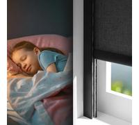strisce oscuranti per finestre Strisce Oscuranti in Lega Di Alluminio, Confezione Da 2, Canaline Oscuranti a Forma di U, Guide Laterali Tende Oscuranti Allargate Camera da Letto(Black,55cm/21.7in)