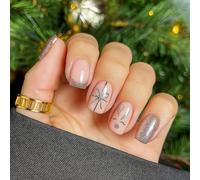 Strisce per unghie semi-indurite a lunga durata, facili da applicare con lampada UV/LED, adesivi natalizi invernali per nail art, in acrilico, corti, eleganti