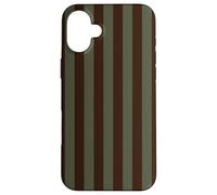 Strisce Preppy Estetiche A Strisce Verde Oliva Marrone Caffè Custodia per iPhone 16 Plus